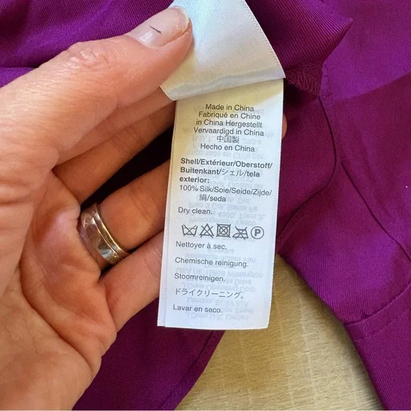 J. Crew Collection Silk Purple Blouse with Ruffle Neckline - Picture 9 of 12